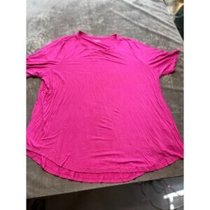 Lane Bryant Top Plus Size 22/24 Tunic Stretch Solid Short‎ Sleeve Casual Pink